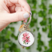 Azalea bloem aquarel schilderij sleutelhanger (Hand)