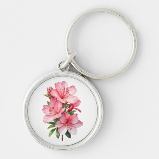 Azalea bloem aquarel schilderij sleutelhanger (Voorkant)
