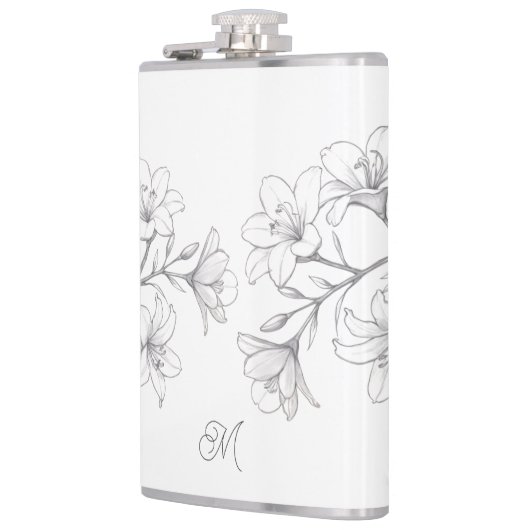 Azalea Bloemen Delicate Pencil Schets Heupfles (Links)