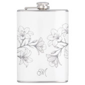 Azalea Bloemen Delicate Pencil Schets Heupfles (Voorkant)