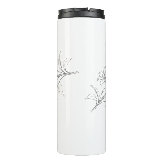 Azalea Bloemen Delicate Pencil Schets Thermosbeker (Achterkant)