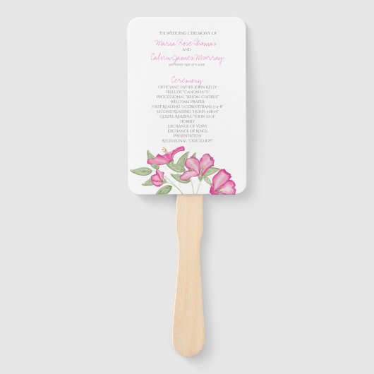 Azalea Fan Wedding Programme Handwaaier (Voorkant)