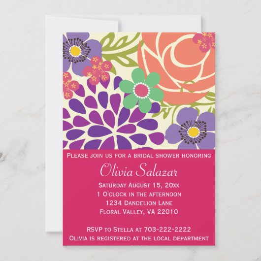 Azalea Floral Garden Bridal Shower Kaart (Voorkant)