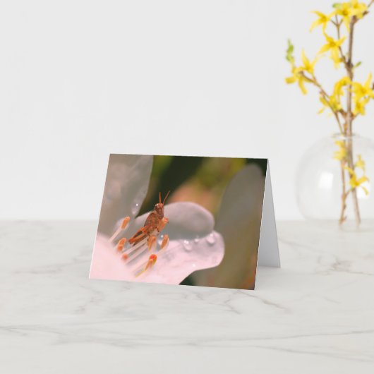 Azalea Flower And Grasshopper Personalized Note Kaart (Gele Bloem)