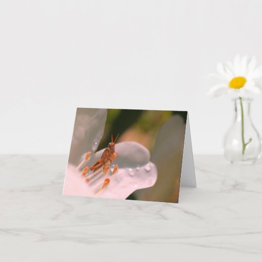 Azalea Flower And Grasshopper Personalized Note Kaart (Kleine Plant)