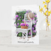 Azalea Garden met stoel en Pet Kaart (Gele Bloem)