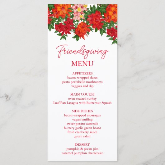 Azalea Herfst Bloemen Friendsgiving Menu (Voorkant)