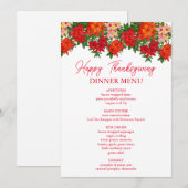 Azalea Herfst Bloemen Thanksgiving Diner Menu (Voorkant / Achterkant)