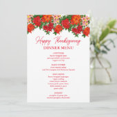 Azalea Herfst Bloemen Thanksgiving Diner Menu (Staand voorkant)