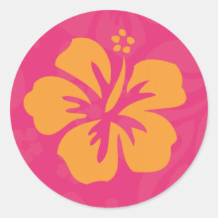 Azalea Oranje Hibiscus-Sticker Ronde Sticker