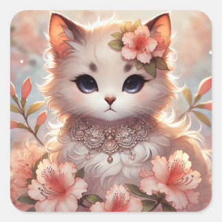 Azalea Princess Cat Vierkante Sticker