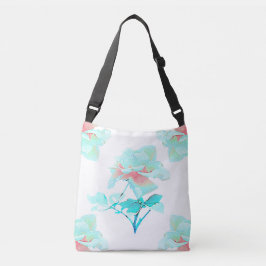Azalea-Turquoise Roos Bloemen Crossbody Tas