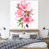 Azalea waterverf schilderij canvas afdruk (Insitu (Slaapkamer))