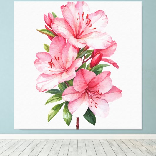 Azalea waterverf schilderij canvas afdruk (Insitu (Houten vloer))