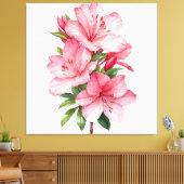 Azalea waterverf schilderij canvas afdruk (Insitu (Woonkamer))