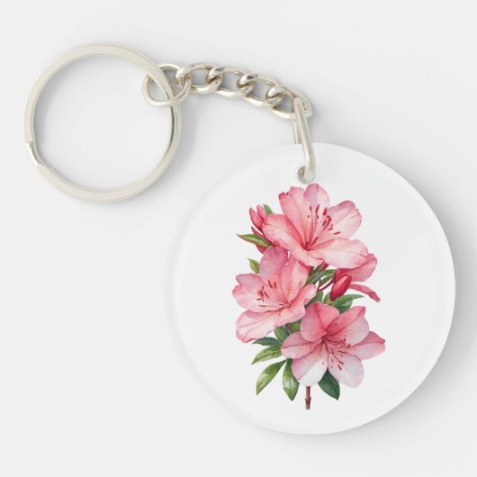 Azalea waterverf schilderij sleutelhanger (Voorkant)