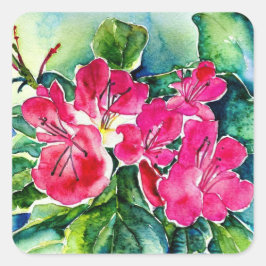 Azalea waterverf vierkante sticker