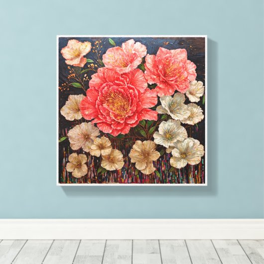 azaleas canvas afdruk (Insitu (Houten vloer))