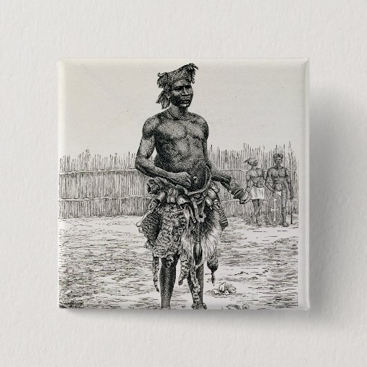 Azandeh Binsa of Witch Doctor Vierkante Button 5,1 Cm (Voorkant)
