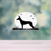 Azawakh Dog - Halloween Moon Silhouette Classic T- Acryl Bord (Neutraal)