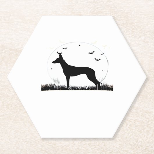 Azawakh Dog - Halloween Moon Silhouette Classic T- Kartonnen Onderzetters (Voorkant)