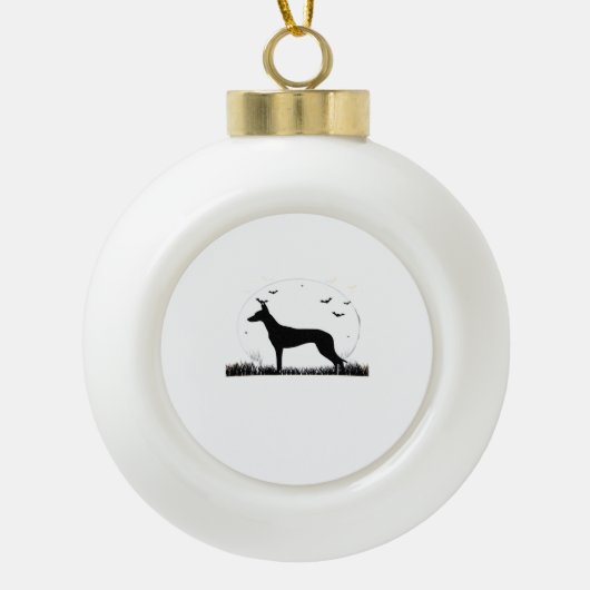 Azawakh Dog - Halloween Moon Silhouette Classic T- Keramische Bal Ornament (Voorkant)