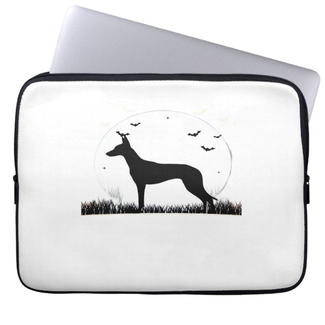Azawakh Dog - Halloween Moon Silhouette Classic T- Laptop Sleeve (Voorkant)