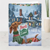 Azawakh Hond Feestelijke makelaar Kerstmis Kaart (Voorkant)