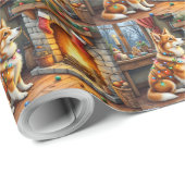 Azawakh Sitting by Fireplace with Christmas Lights Cadeaupapier (Rol Hoek)