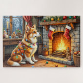 Azawakh Sitting by Fireplace with Christmas Lights Legpuzzel (Horizontaal)