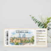 Azerbaijan Trip Boarding Pass Ticket Kaart (Staand voorkant)