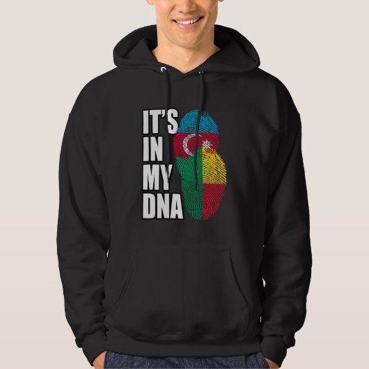 Azerbaijani And Beninese Mix DNA Flag Heritage Hoodie (Voorkant)