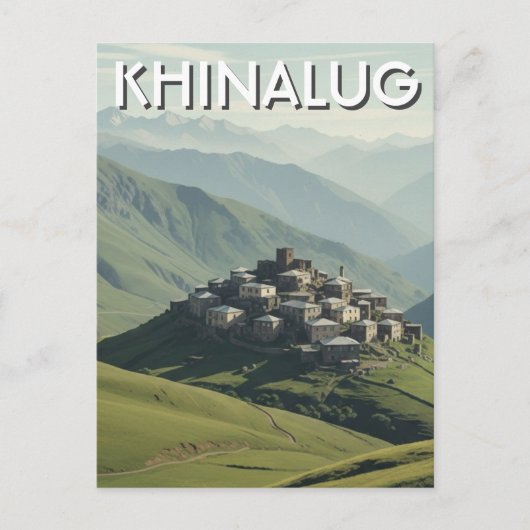Azerbeidzjaans Khinalug-bergdorp Briefkaart (Voorkant)