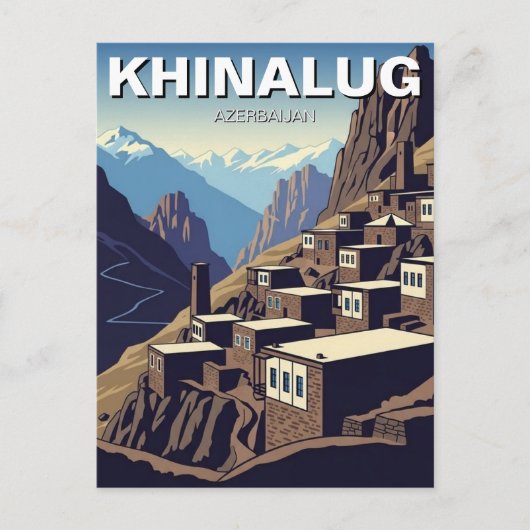 Azerbeidzjaans Khinalug-bergdorp Briefkaart (Voorkant)