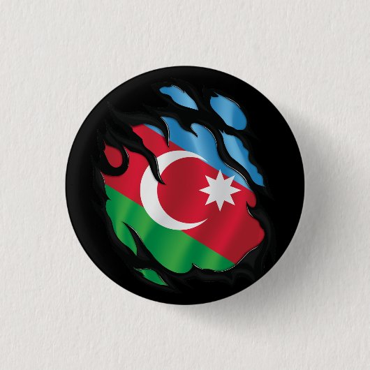 Azerbeidzjaanse Gescheurde Vlag Ronde Button 3,2 Cm (Voorkant)