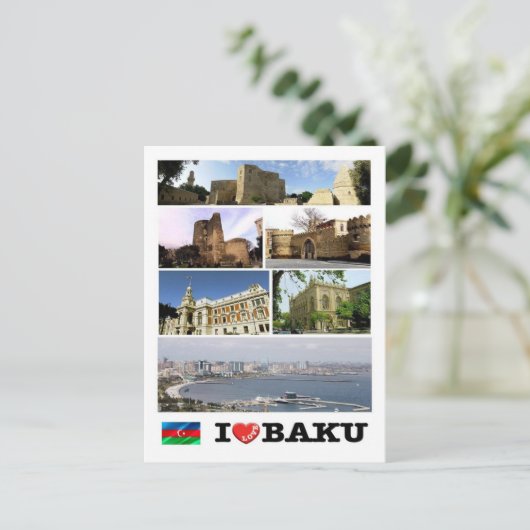 Azerbeidzjan - Bakoe - I Love - Briefkaart (Staand voorkant)