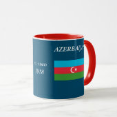 Azerbeidzjan Crest en Flag Black 11 oz Ringer Mok (Voorkant rechts)