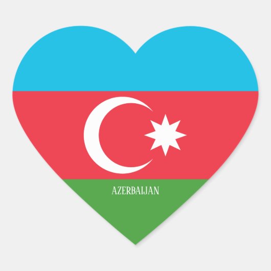 Azerbeidzjan Flag Splendid Patriotic Hart Sticker (Voorkant)