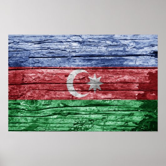 Azerbeidzjan houten vlag poster (Voorkant)