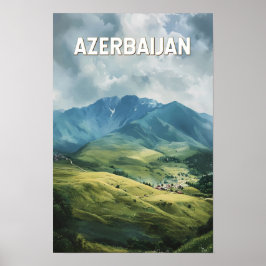 Azerbeidzjan Illustratie Reis Kunst Vintage Poster