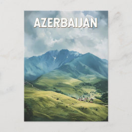 Azerbeidzjan Illustratie Reizen Art Vintage Briefkaart