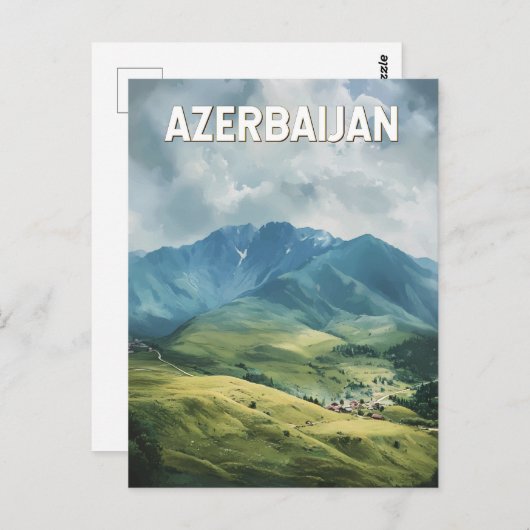 Azerbeidzjan Illustratie Reizen Art Vintage Briefkaart (Voorkant / Achterkant)