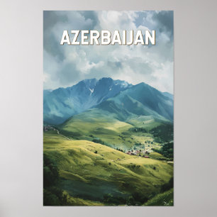 Azerbeidzjan Illustratie Reizen Art Vintage Poster