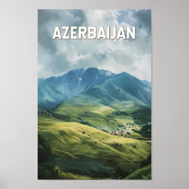 Azerbeidzjan Illustratie Reizen Art Vintage Poster