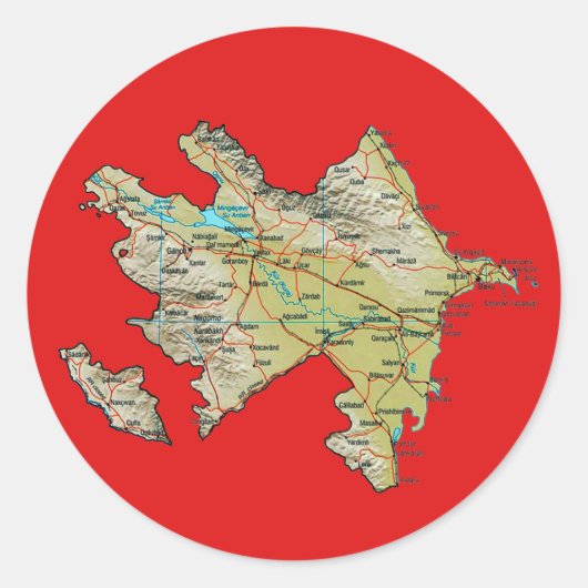 Azerbeidzjan Kaart Sticker (Voorkant)