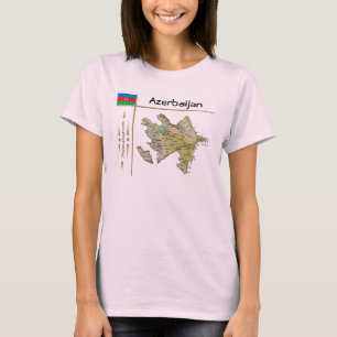 Azerbeidzjan Kaart + Vlag + Titel T-Shirt
