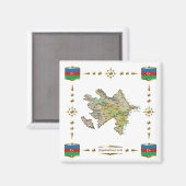 Azerbeidzjan Kaart + Vlaggen Magneet (Voorkant / Achterkant)