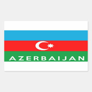 Azerbeidzjan land vlag naam tekst rechthoekige sticker