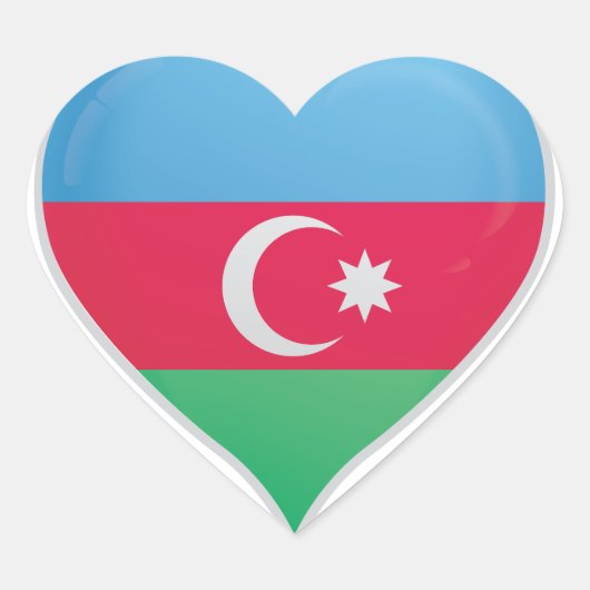 Azerbeidzjan liefde vlag trots hart sticker (Voorkant)