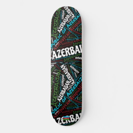 Azerbeidzjan Nationale Trots Wordcloud Skateboard (Voorkant)